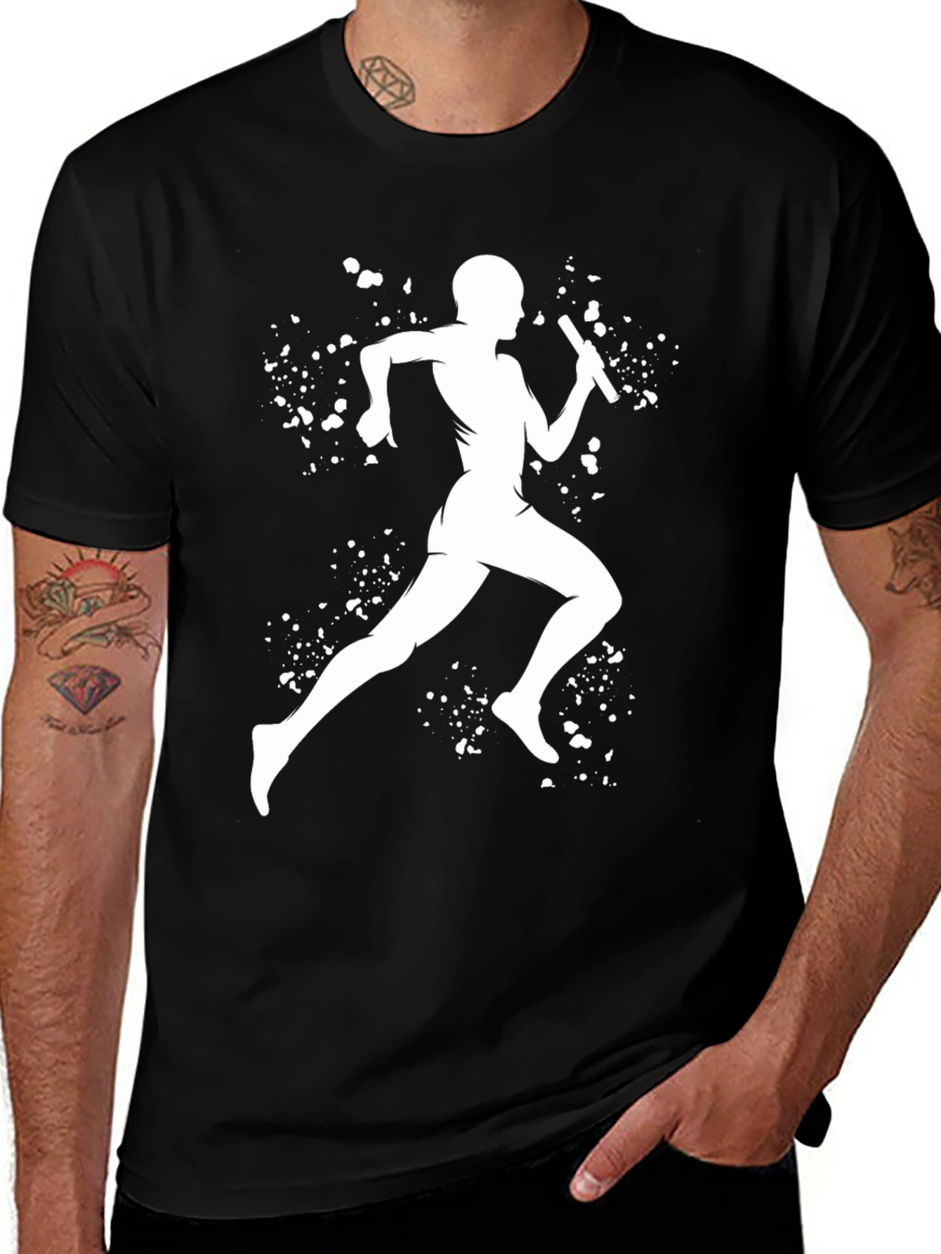 Runner Silhouette Graphic Tee - Black Cotton Blend