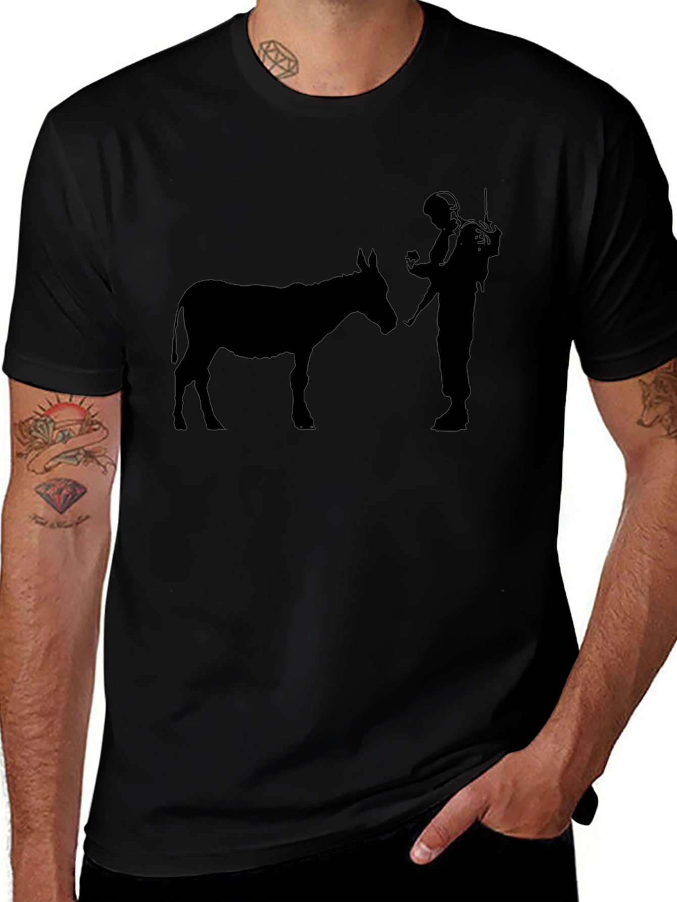 Donkey and Soldier Graphic Tee - Black