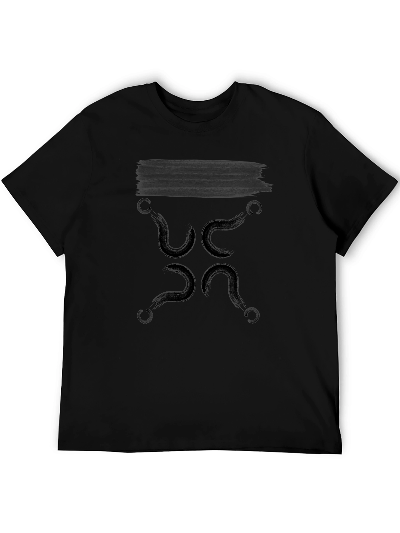 Black T-Shirt with Abstract Hook Design