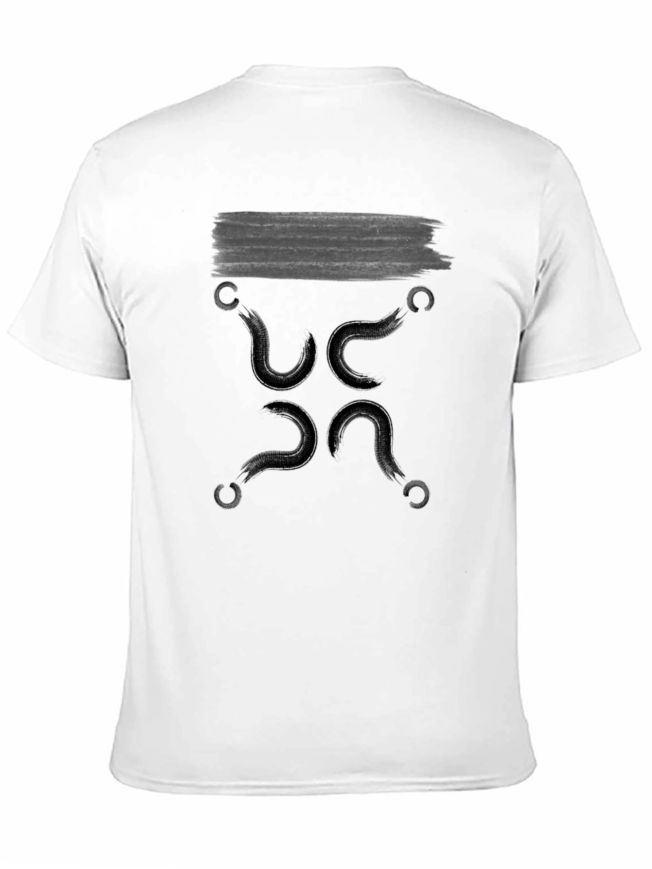 Black T-Shirt with Abstract Hook Design
