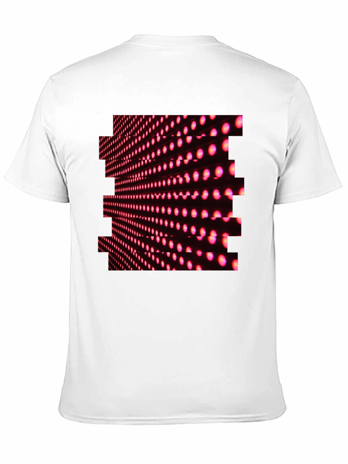 Black T-Shirt with Abstract Pink LED Dot Pattern