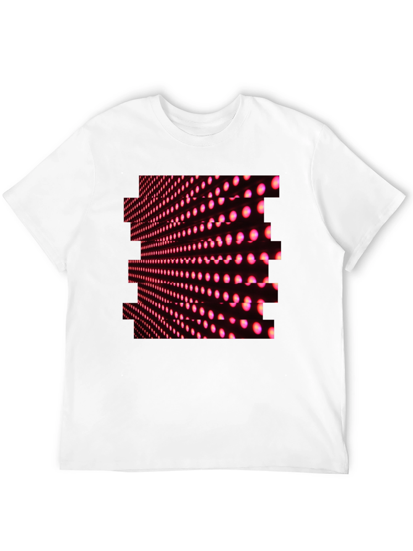 Black T-Shirt with Abstract Pink LED Dot Pattern