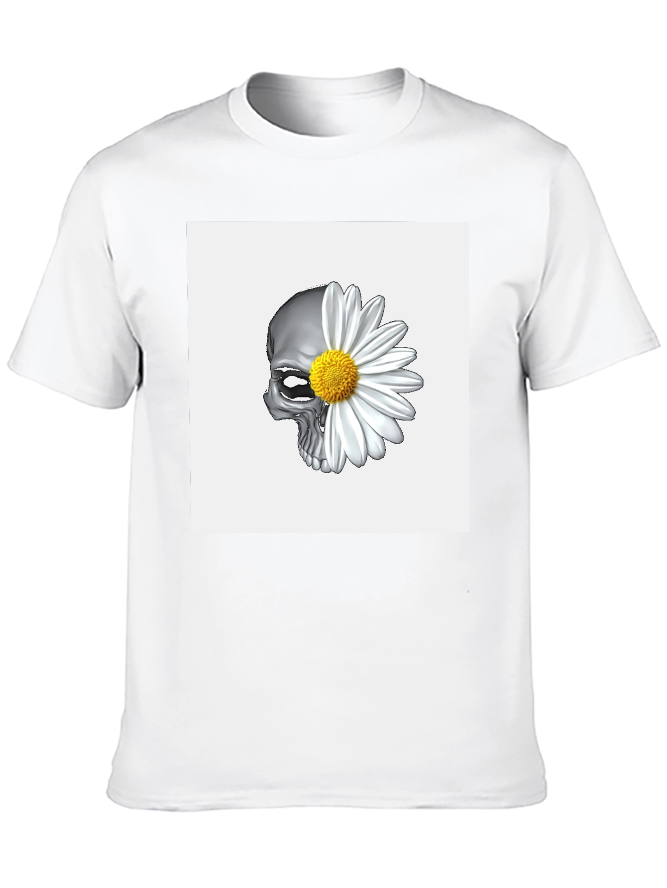 Skull Daisy Graphic Tee - Black Cotton Blend