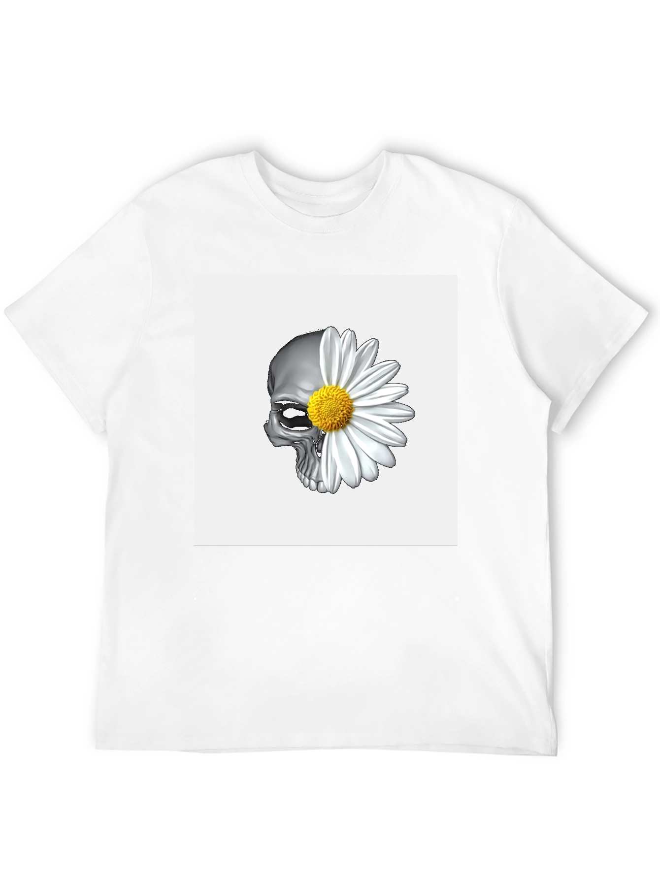 Skull Daisy Graphic Tee - Black Cotton Blend