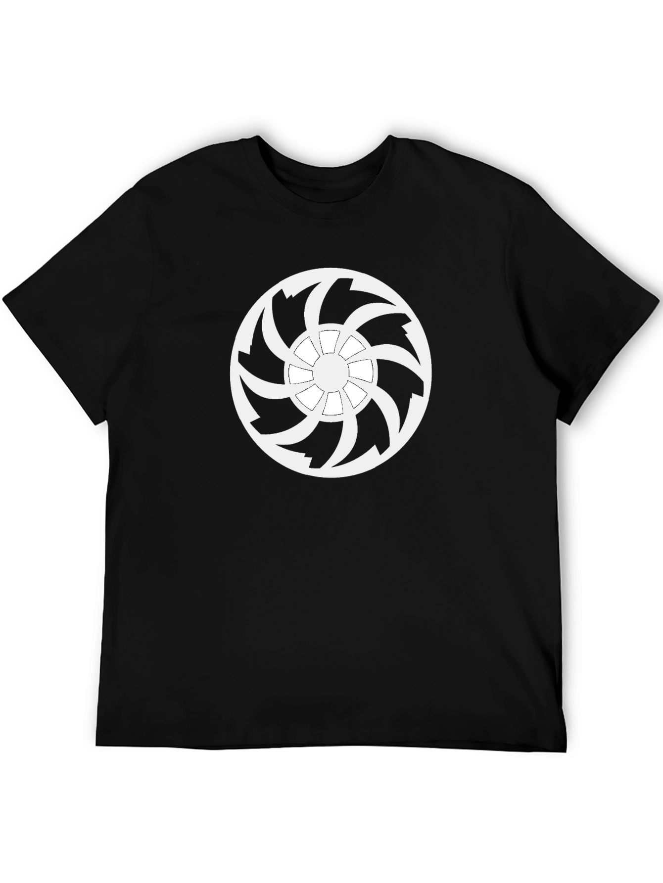 Black T-Shirt with White Turbine Graphic