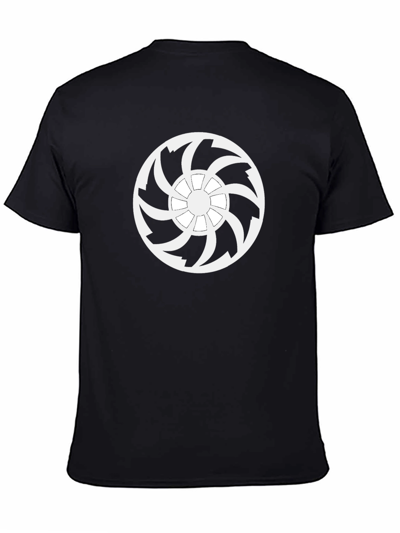 Black T-Shirt with White Turbine Graphic