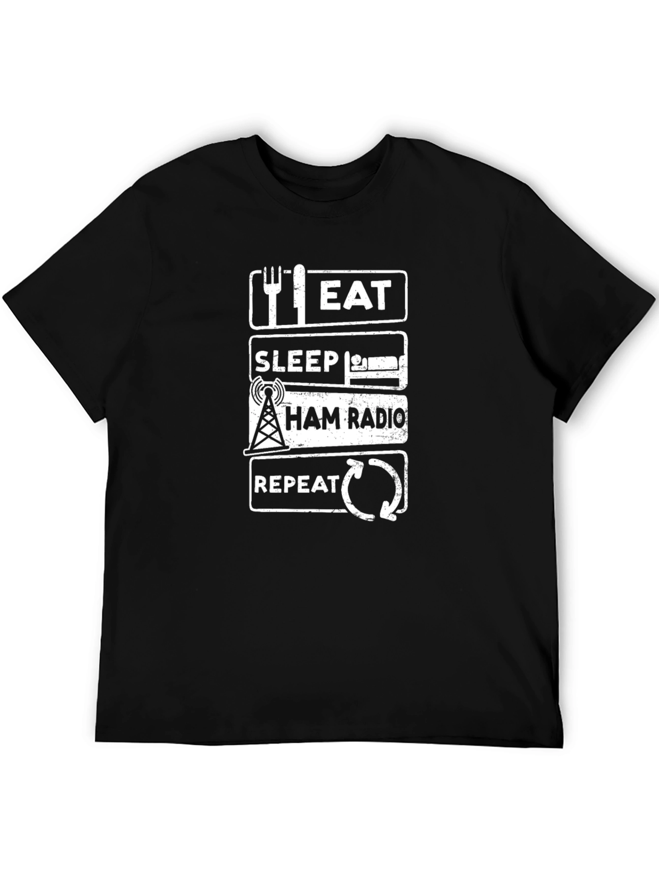 Eat Sleep Ham Radio Repeat Black T-Shirt