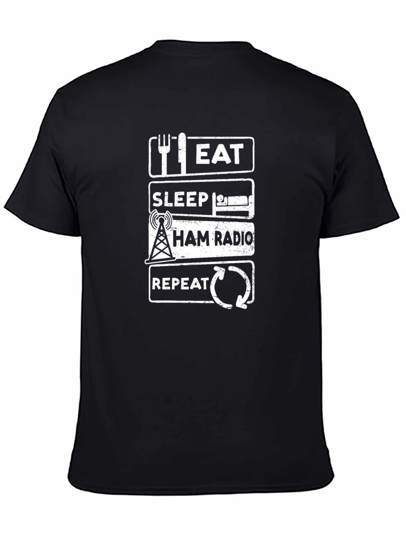 Eat Sleep Ham Radio Repeat Black T-Shirt