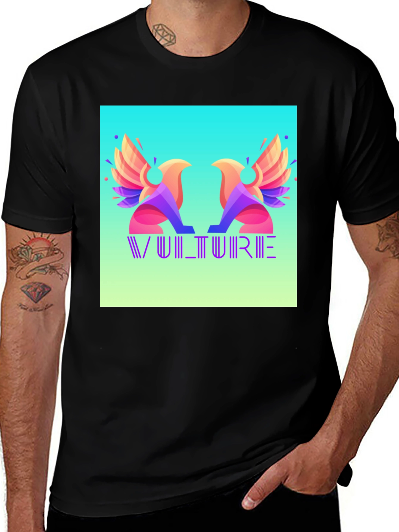 Vulture Graphic Print Black T-Shirt
