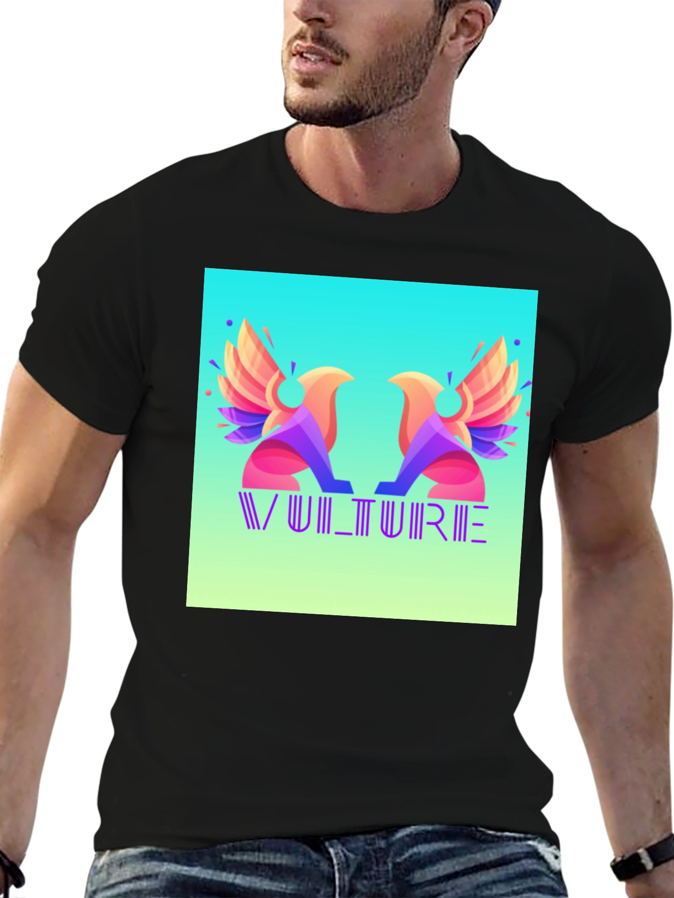 Vulture Graphic Print Black T-Shirt