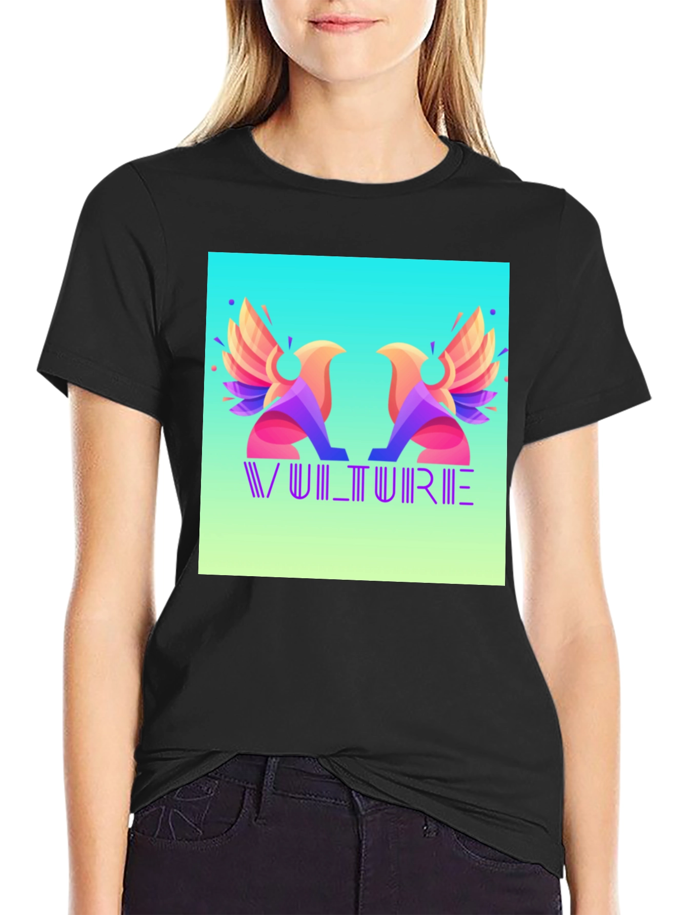 Vulture Graphic Print Black T-Shirt