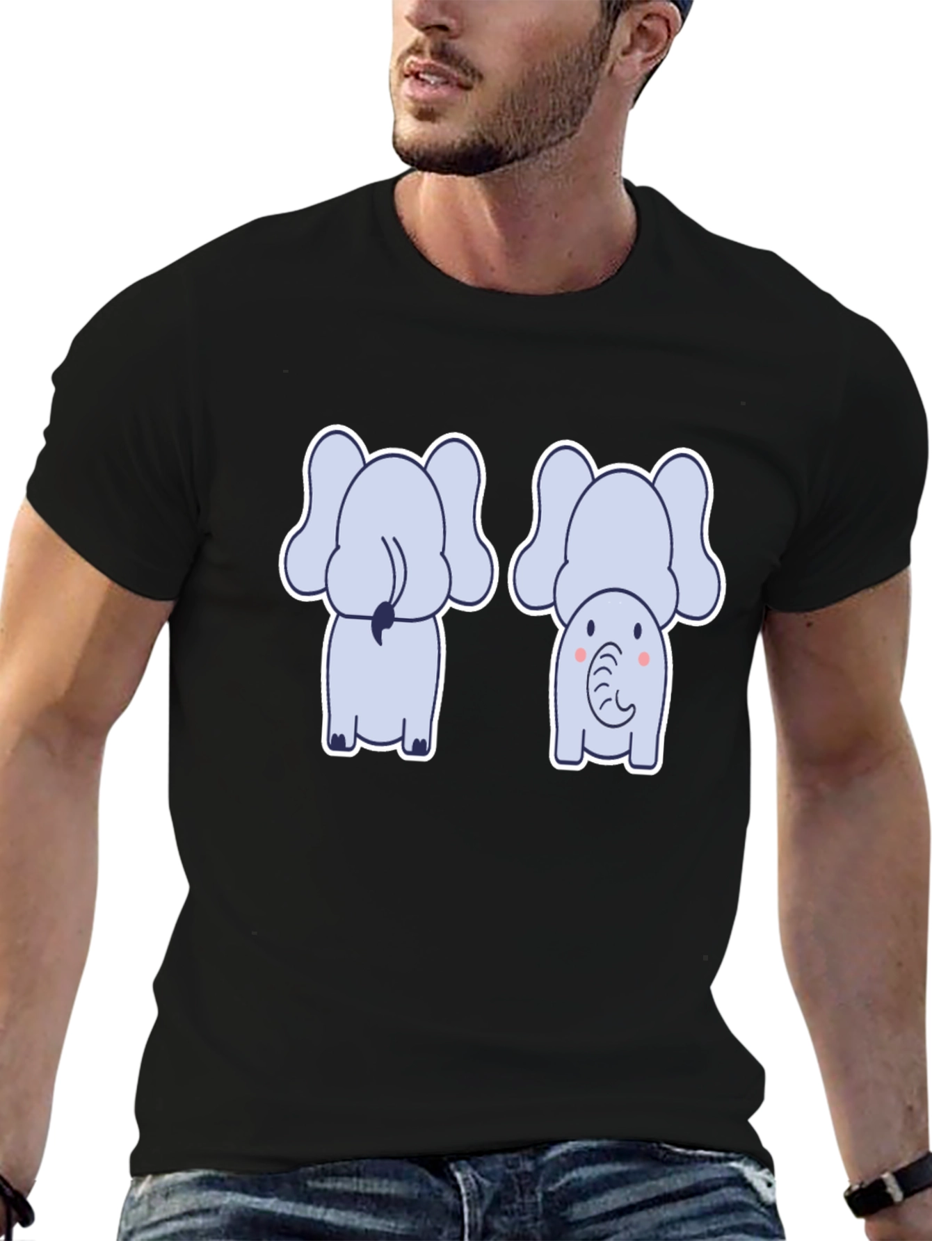 Cute Elephant Tee: Back & Front Design