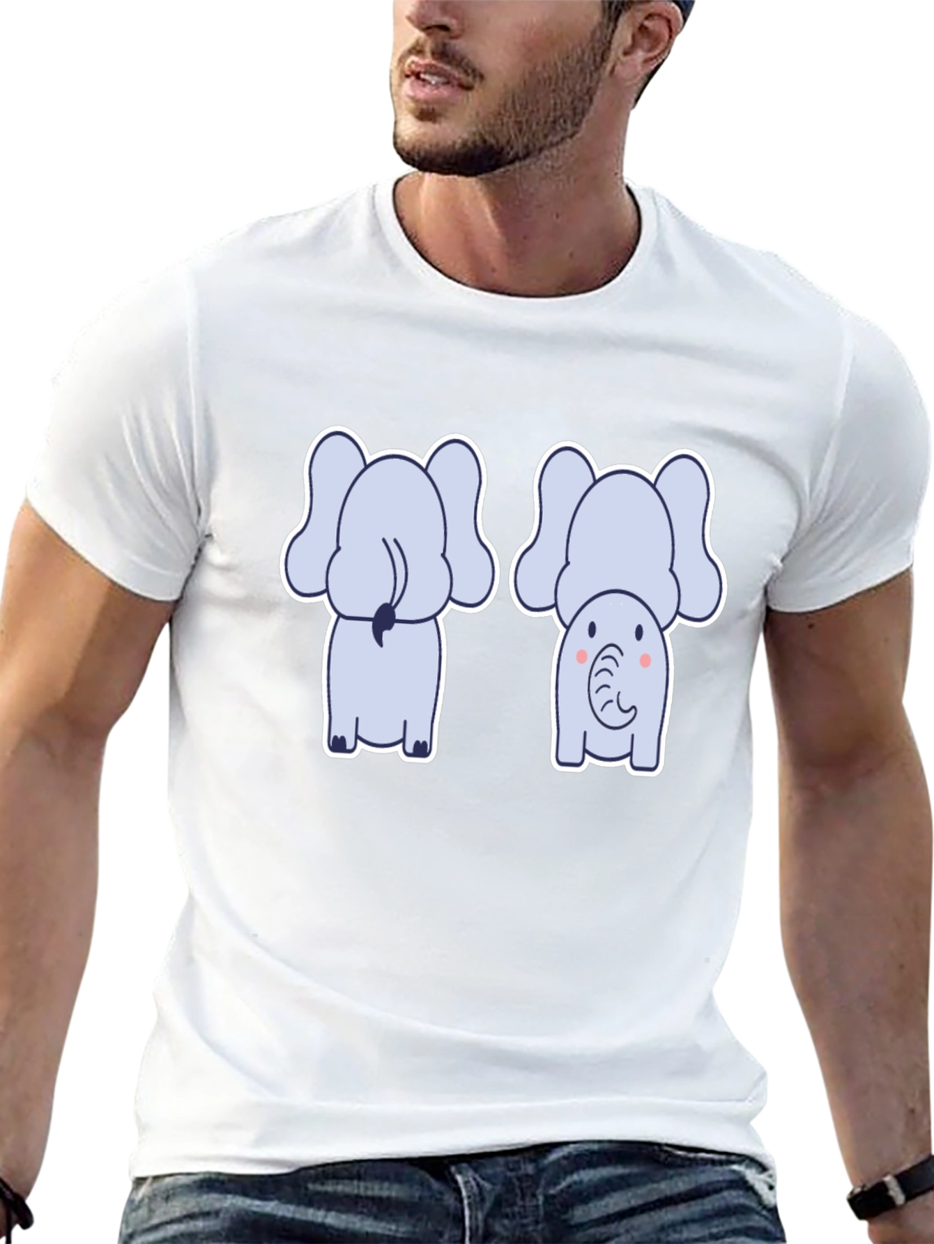 Cute Elephant Tee: Back & Front Design