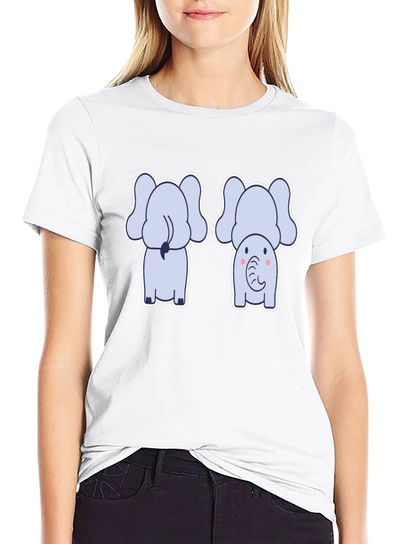 Cute Elephant Tee: Back & Front Design