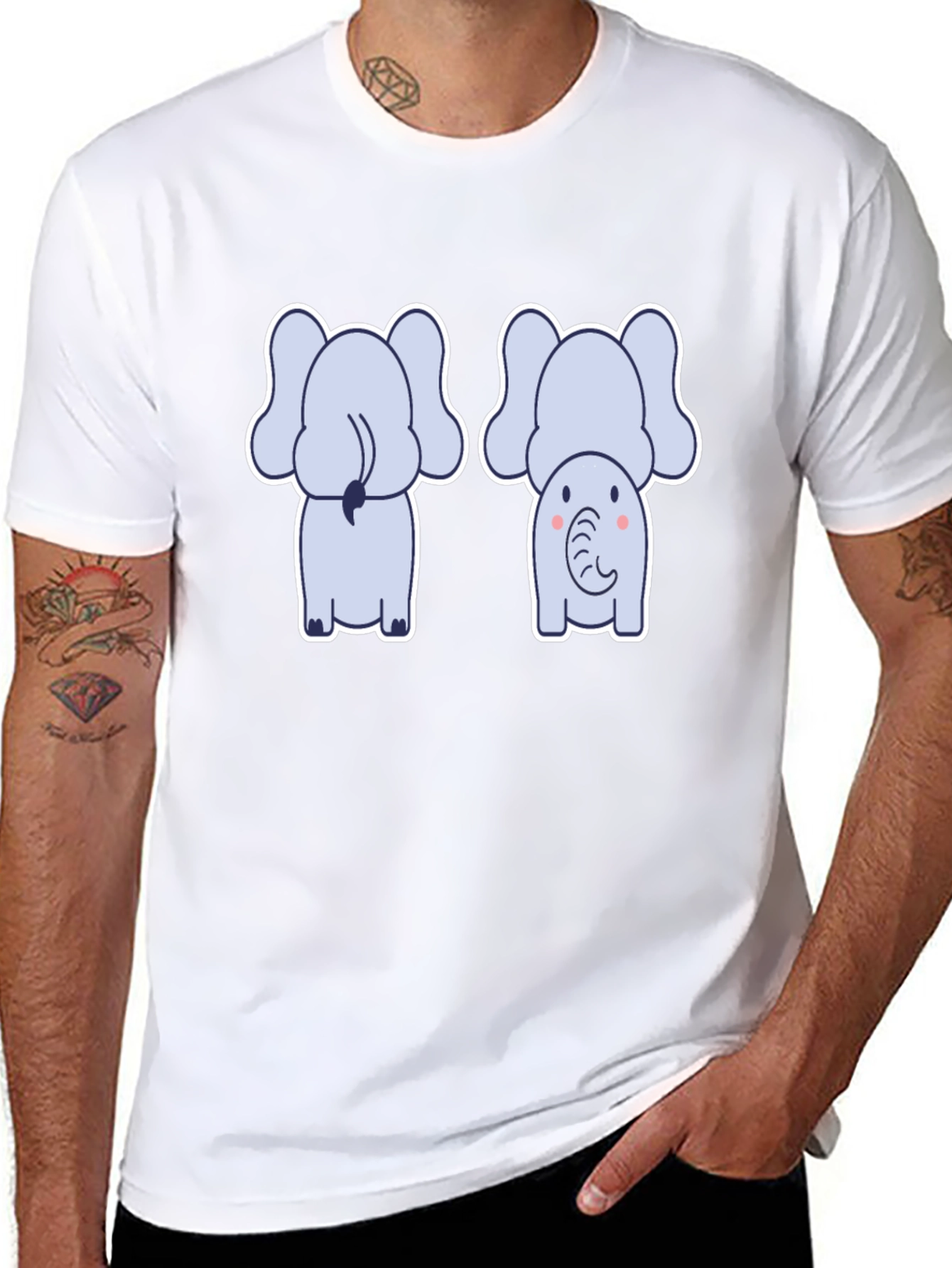 Cute Elephant Tee: Back & Front Design