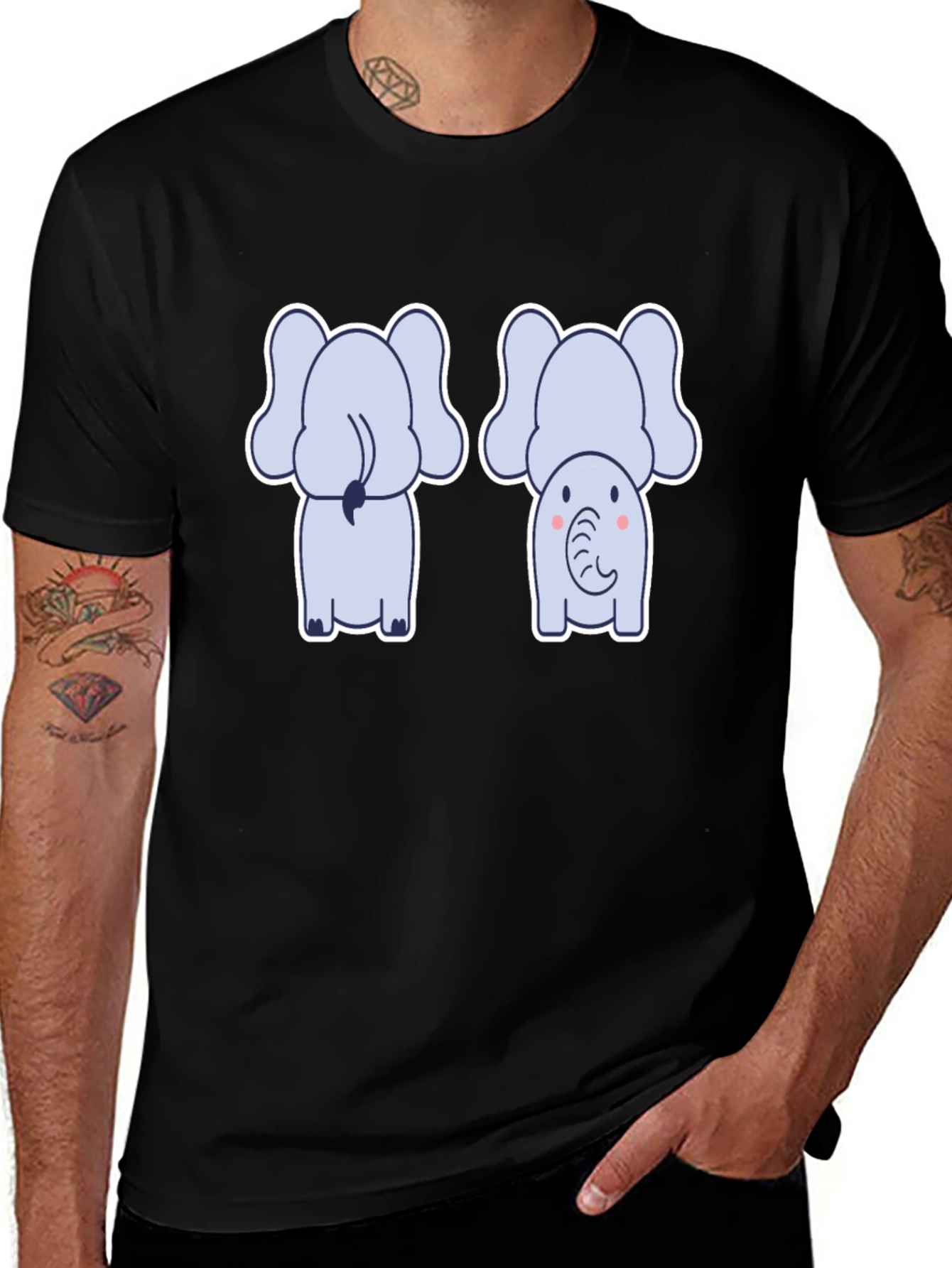 Cute Elephant Tee: Back & Front Design