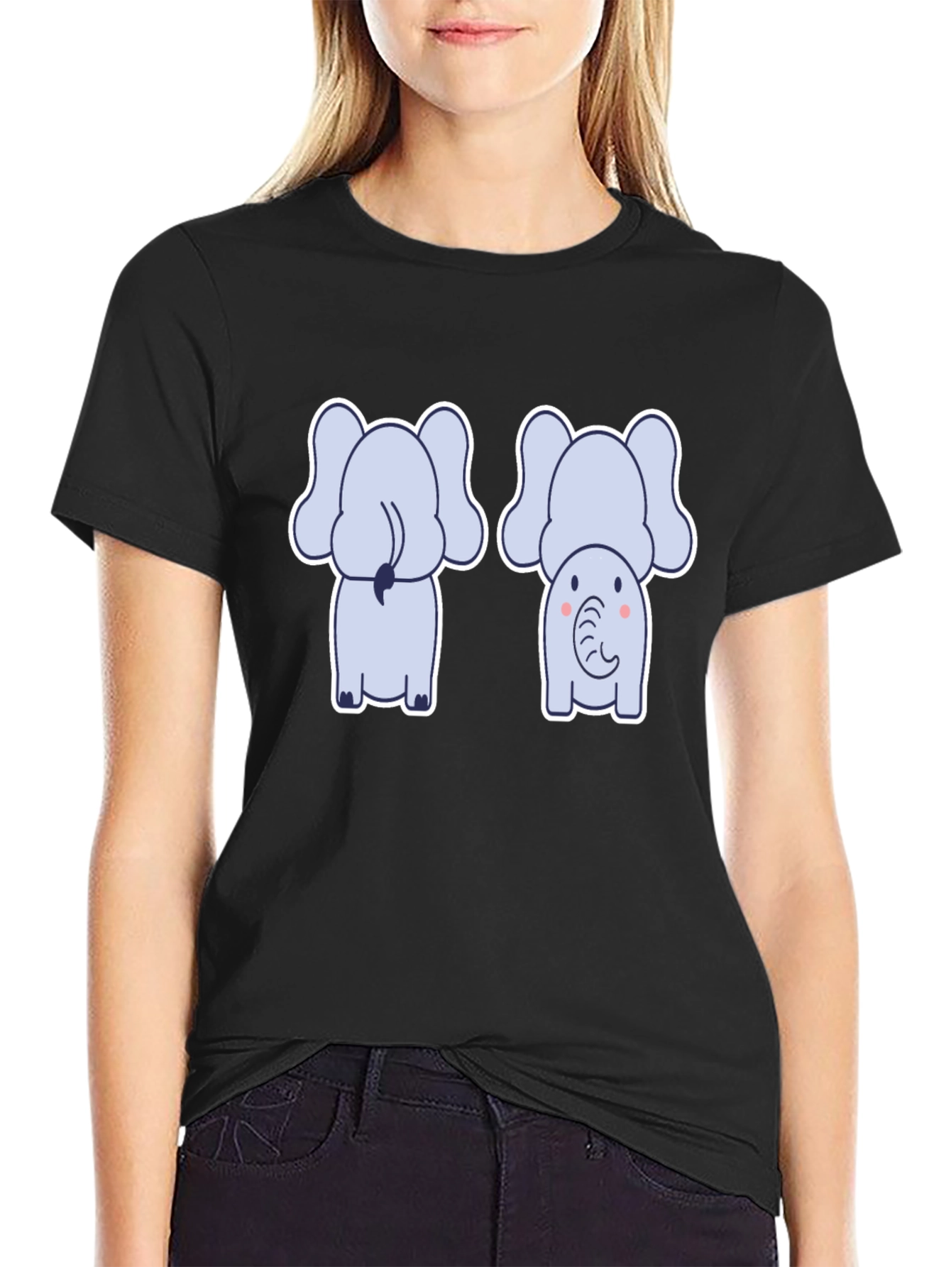 Cute Elephant Tee: Back & Front Design