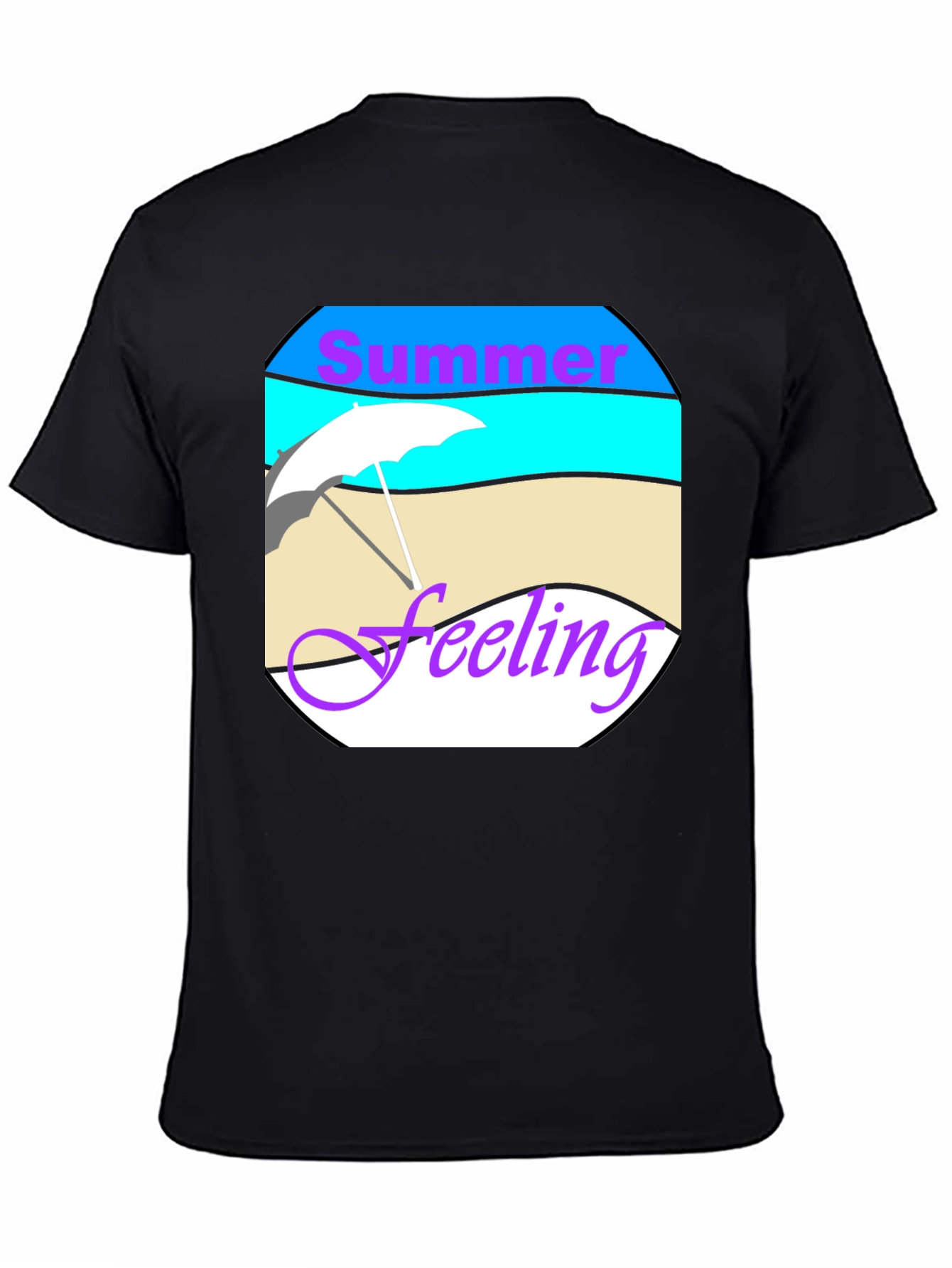 Summer Feeling Graphic Tee - Black Cotton T-Shirt