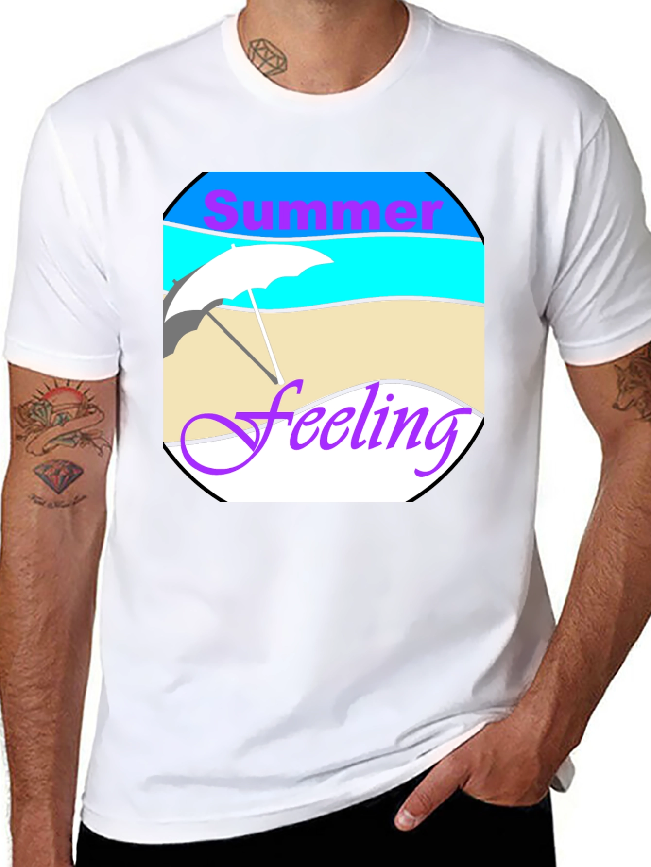 Summer Feeling Graphic Tee - Black Cotton T-Shirt