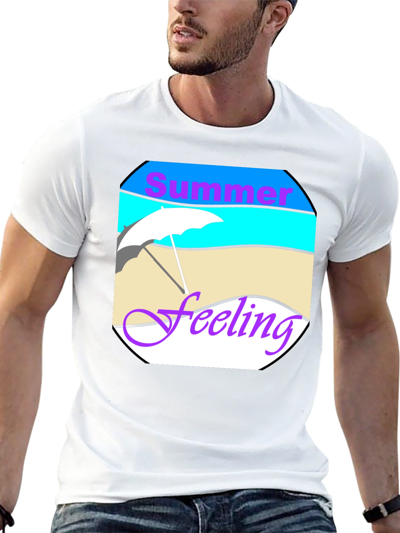 Summer Feeling Graphic Tee - Black Cotton T-Shirt