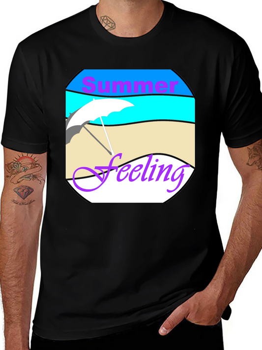Summer Feeling Graphic Tee - Black Cotton T-Shirt
