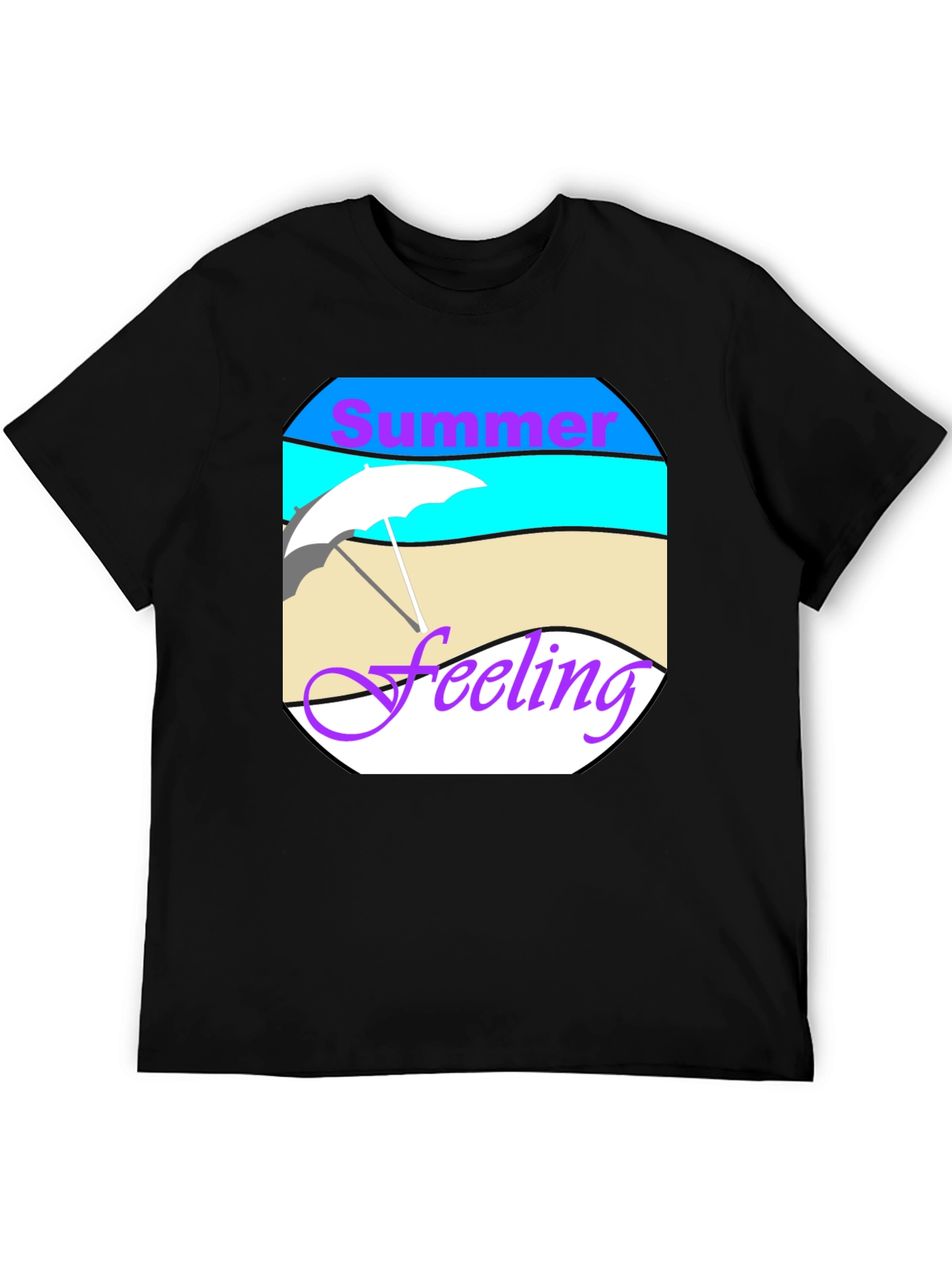 Summer Feeling Graphic Tee - Black Cotton T-Shirt