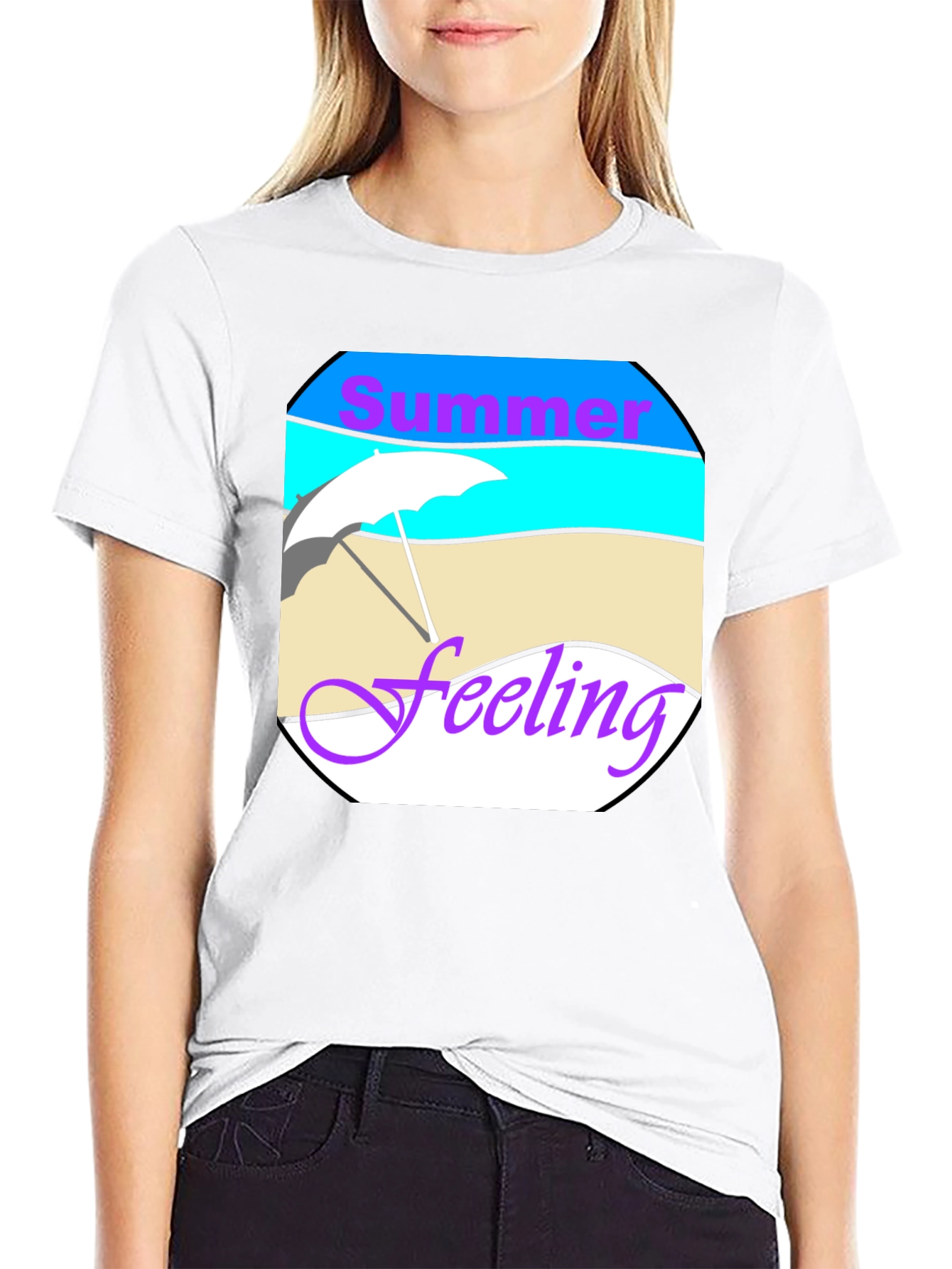 Summer Feeling Graphic Tee - Black Cotton T-Shirt