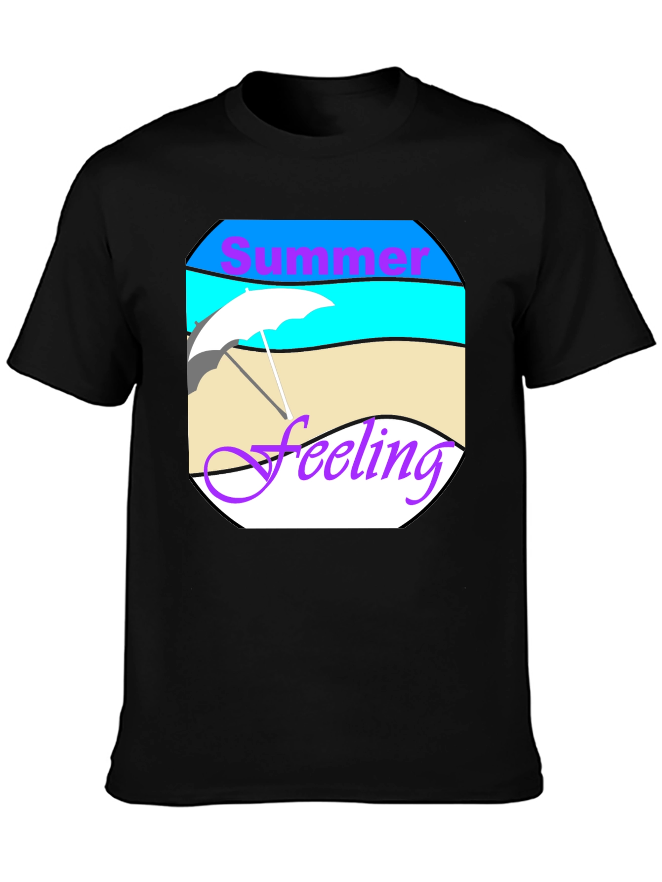 Summer Feeling Graphic Tee - Black Cotton T-Shirt