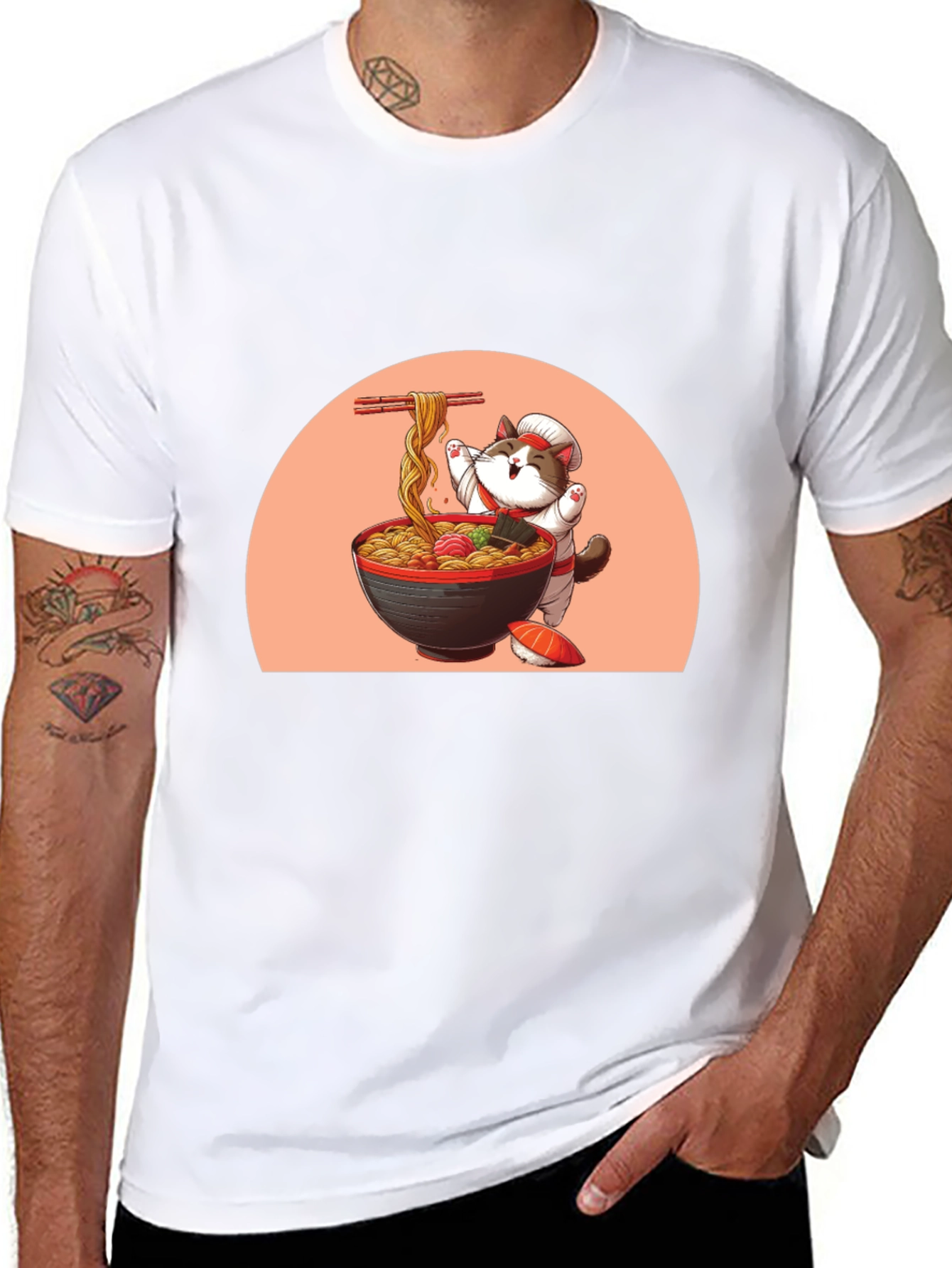 Ramen Cat Graphic Tee - Cute Anime T-Shirt