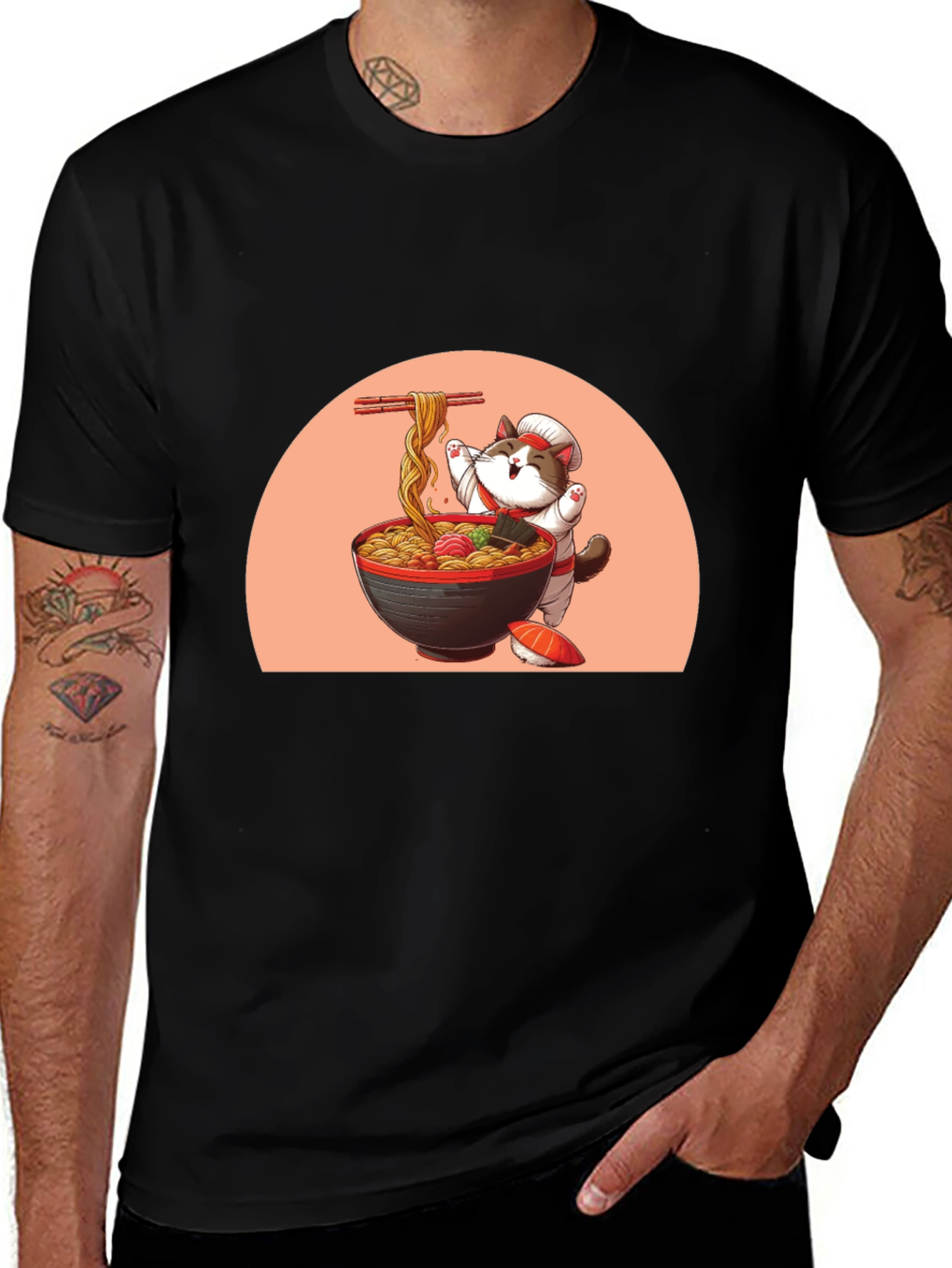 Ramen Cat Graphic Tee - Cute Anime T-Shirt