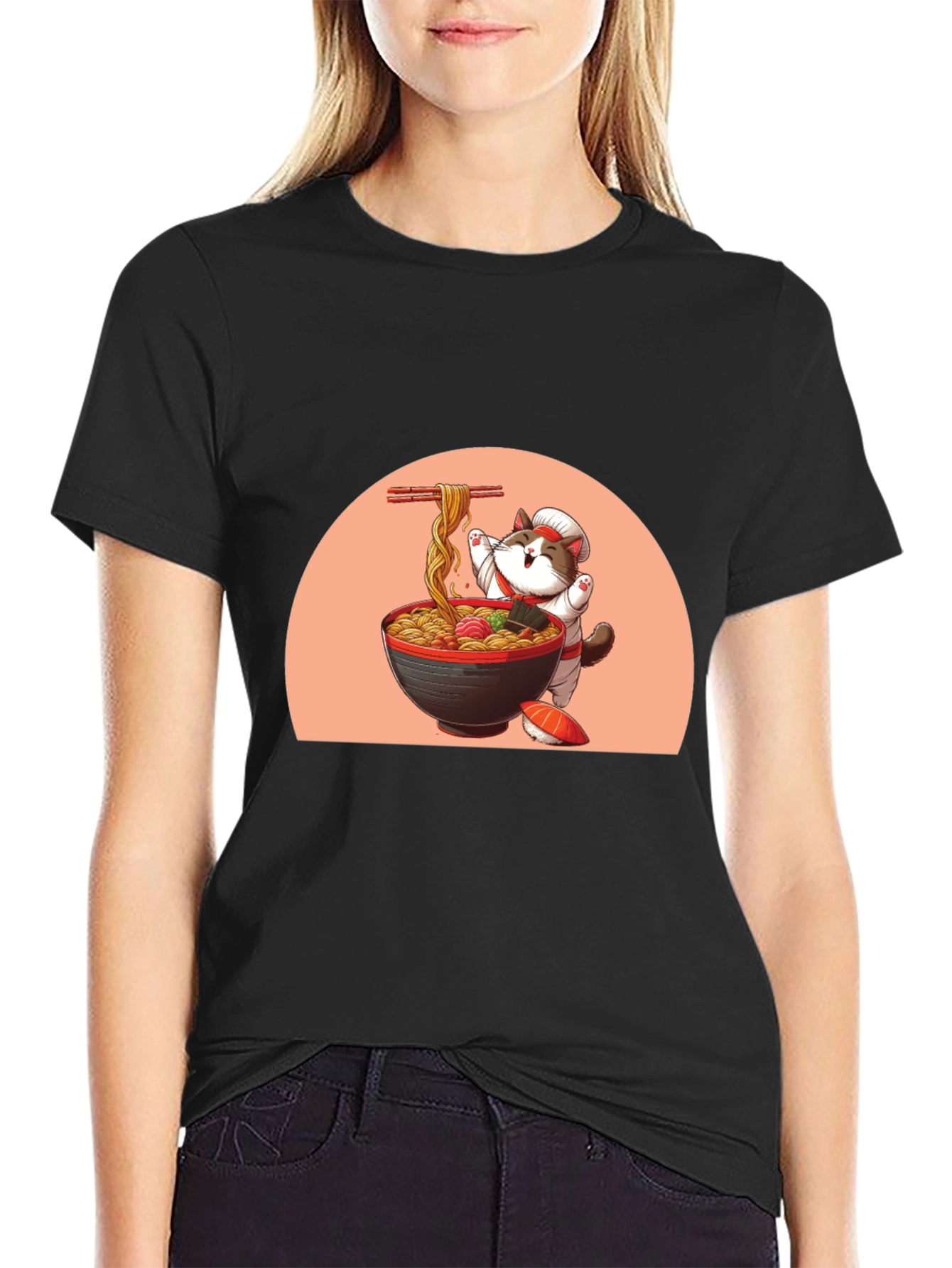 Ramen Cat Graphic Tee - Cute Anime T-Shirt