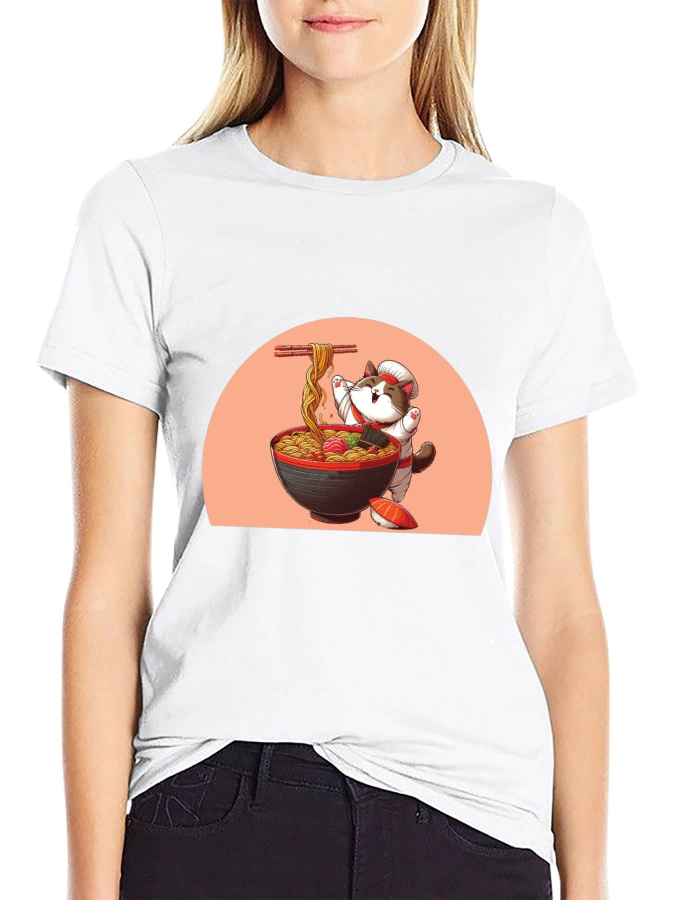 Ramen Cat Graphic Tee - Cute Anime T-Shirt