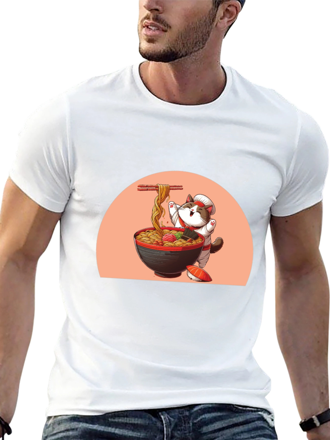 Ramen Cat Graphic Tee - Cute Anime T-Shirt