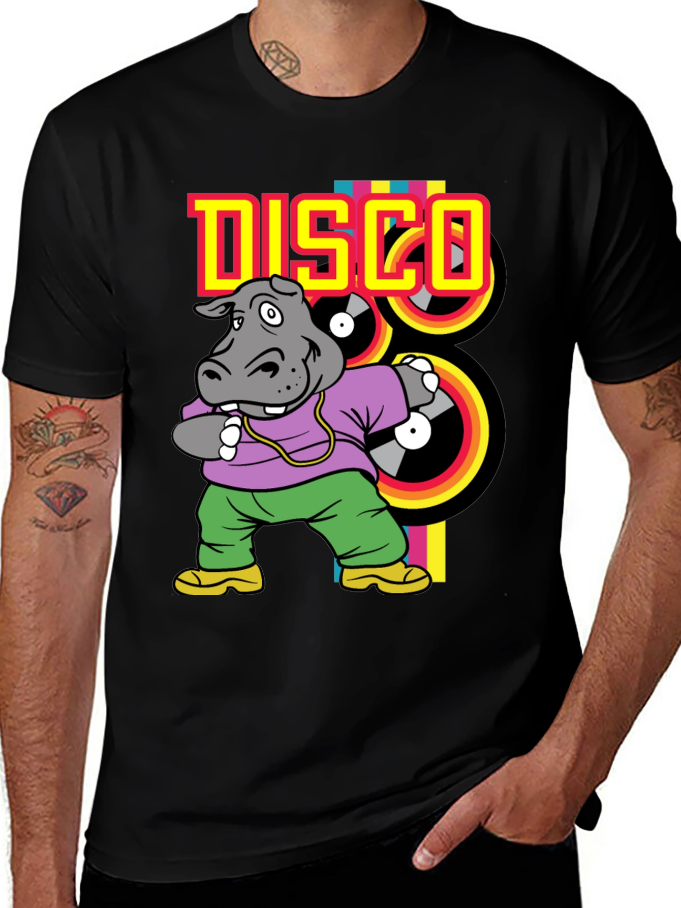 Disco Hippo T-Shirt - Retro Style