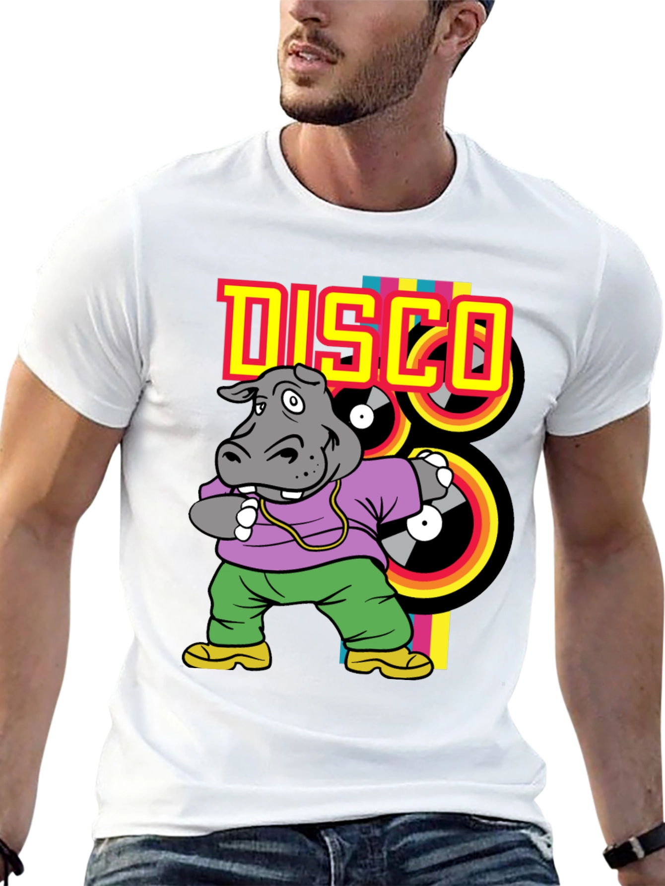 Disco Hippo T-Shirt - Retro Style