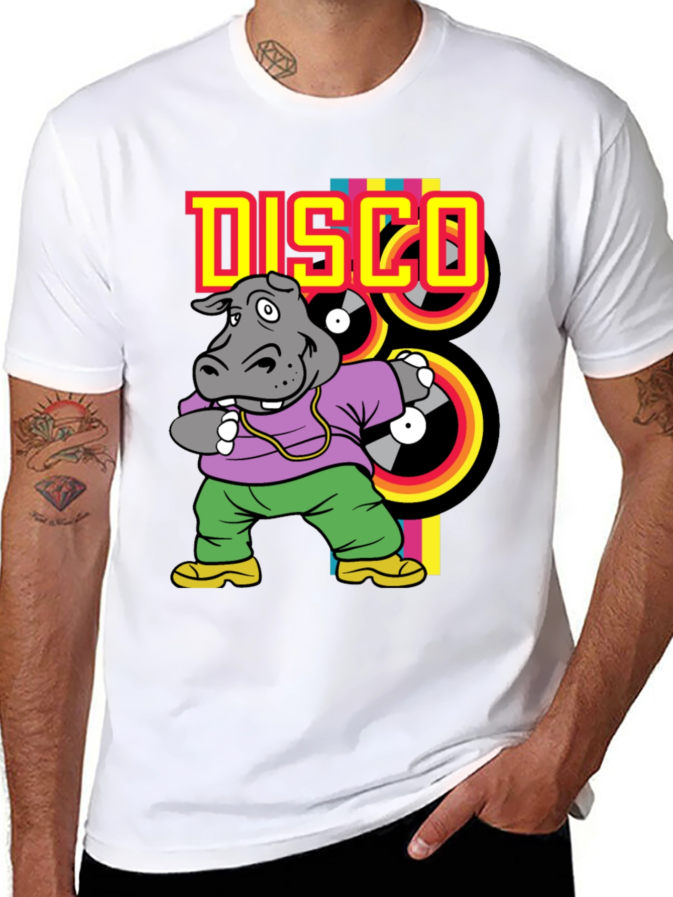 Disco Hippo T-Shirt - Retro Style