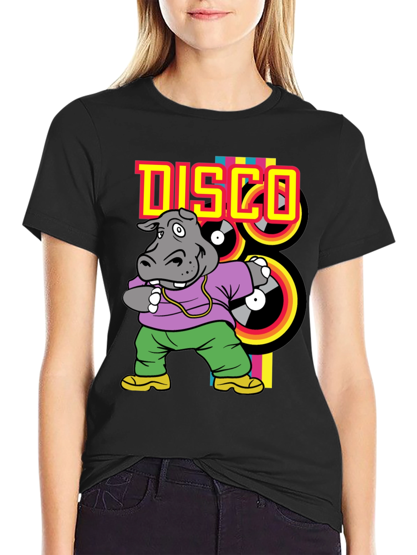 Disco Hippo T-Shirt - Retro Style