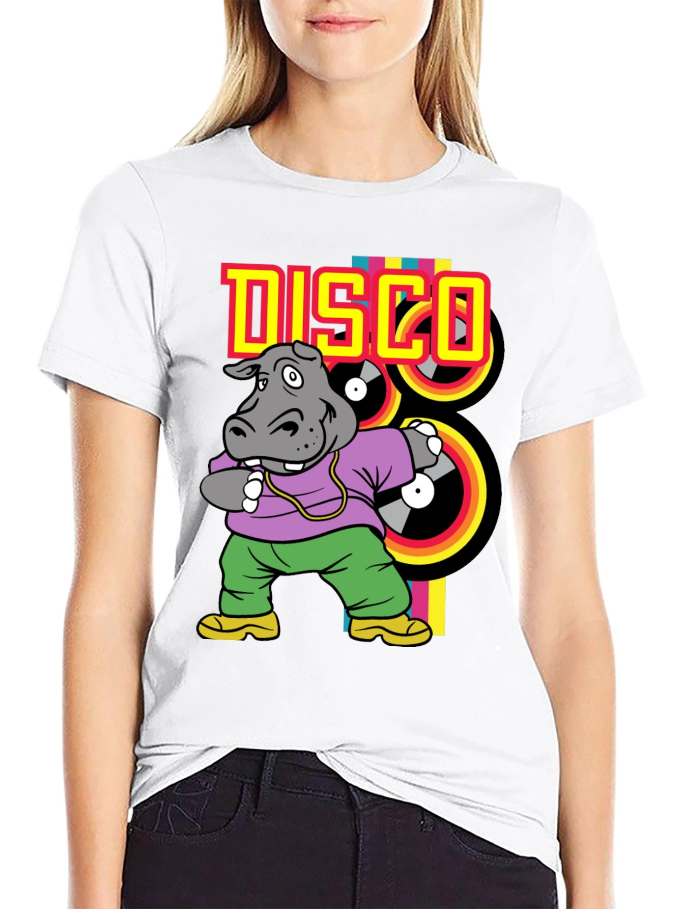 Disco Hippo T-Shirt - Retro Style
