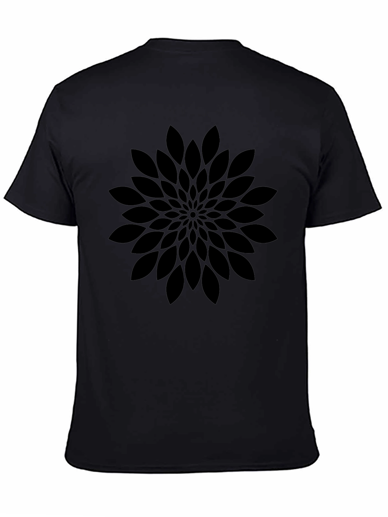 Abstract Floral Print Black Crew Neck T-Shirt