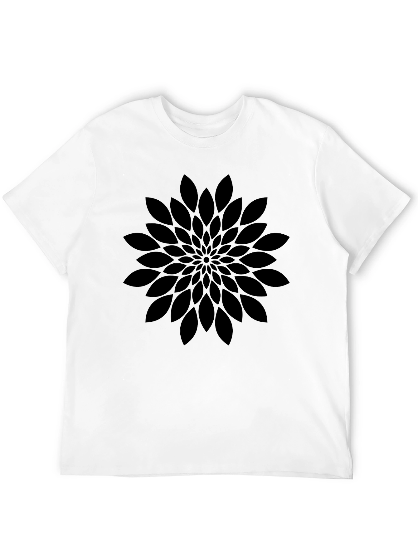 Abstract Floral Print Black Crew Neck T-Shirt