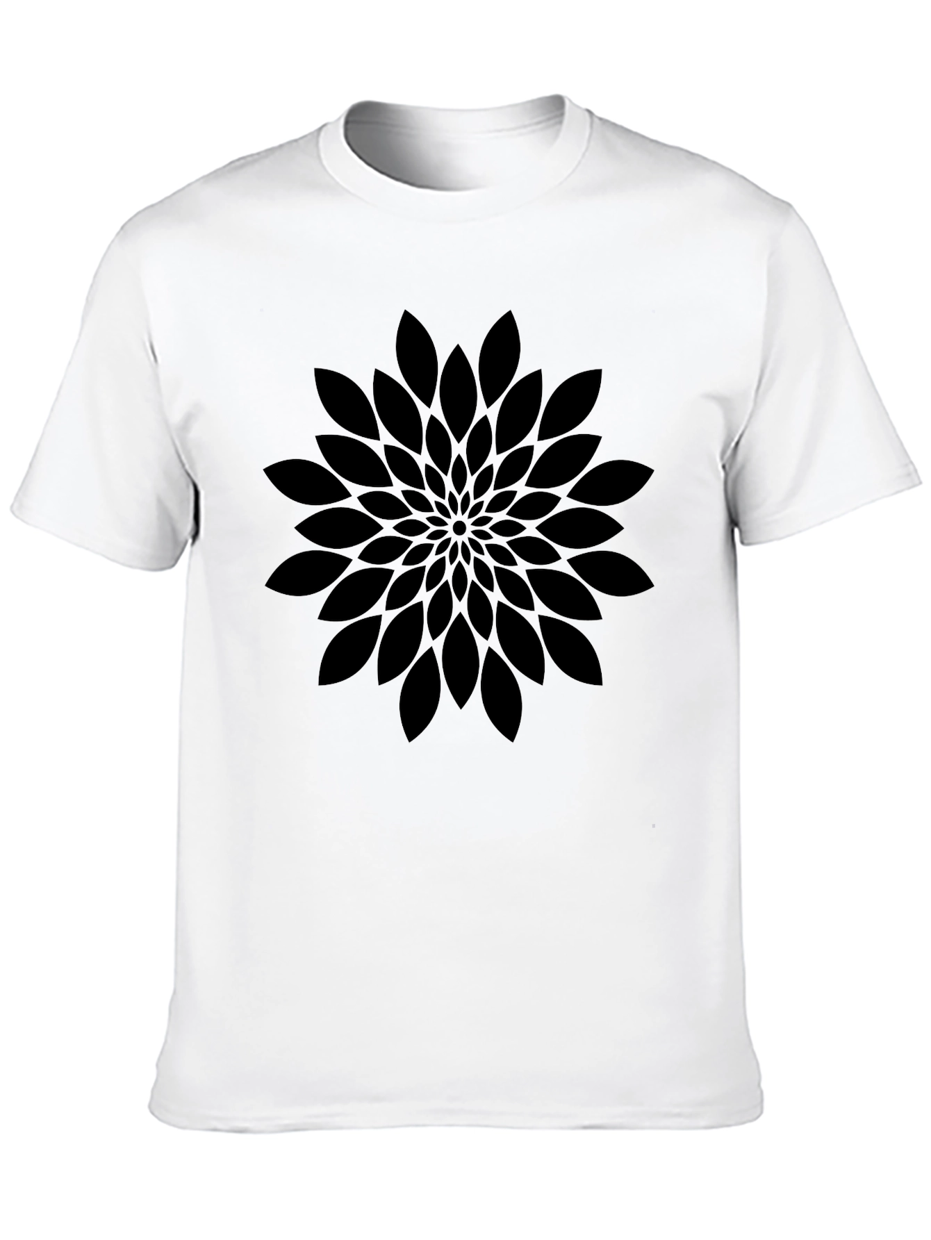 Abstract Floral Print Black Crew Neck T-Shirt
