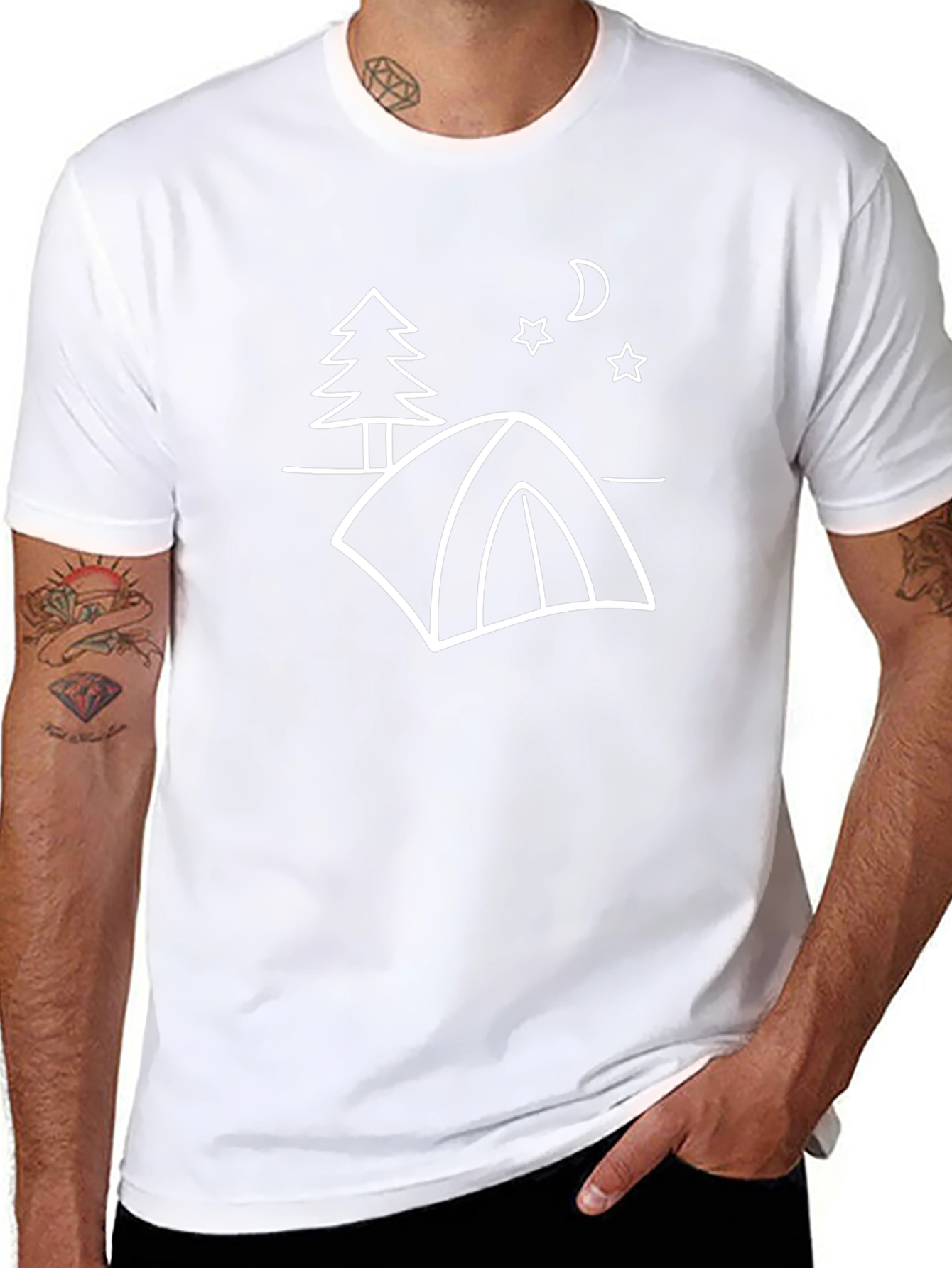 Camping Scene Black T-Shirt