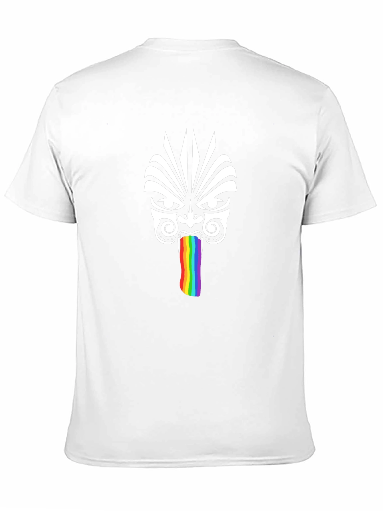 Tribal Mask Rainbow Tongue Graphic T-Shirt