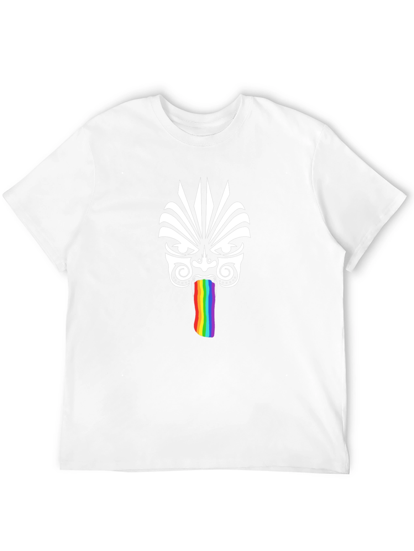 Tribal Mask Rainbow Tongue Graphic T-Shirt