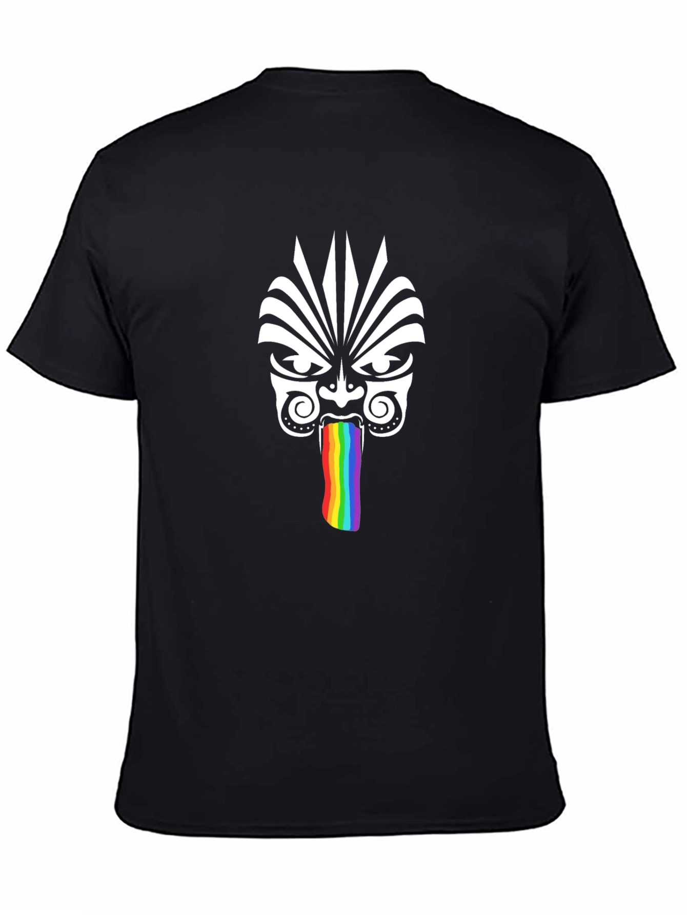 Tribal Mask Rainbow Tongue Graphic T-Shirt
