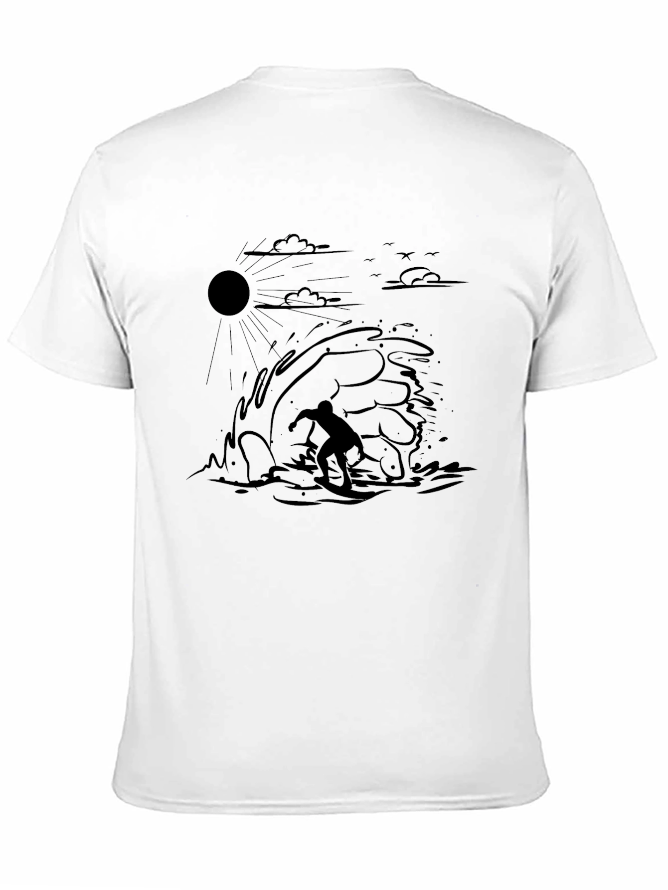 Surfer Wave Graphic Black T-Shirt