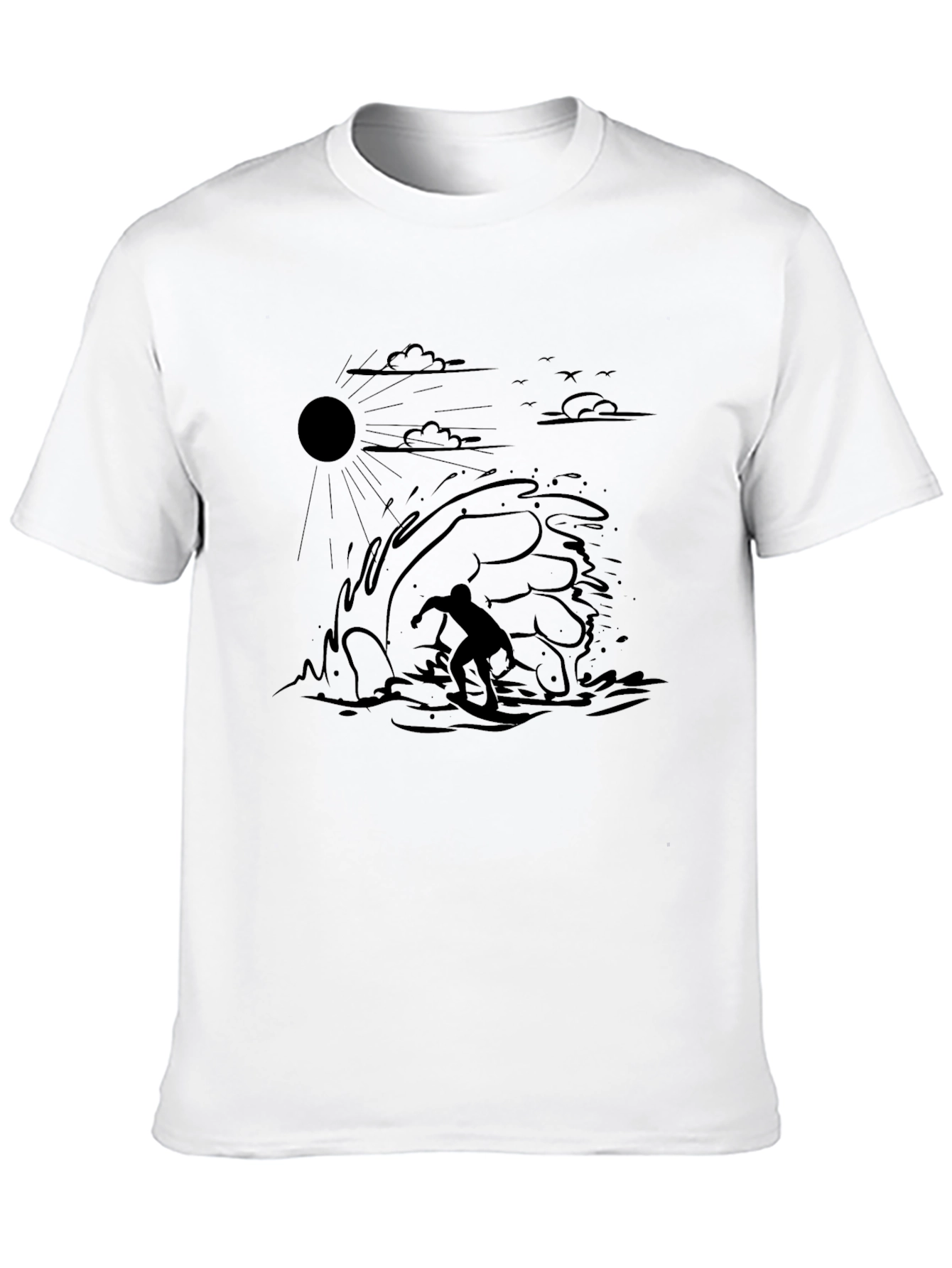 Surfer Wave Graphic Black T-Shirt