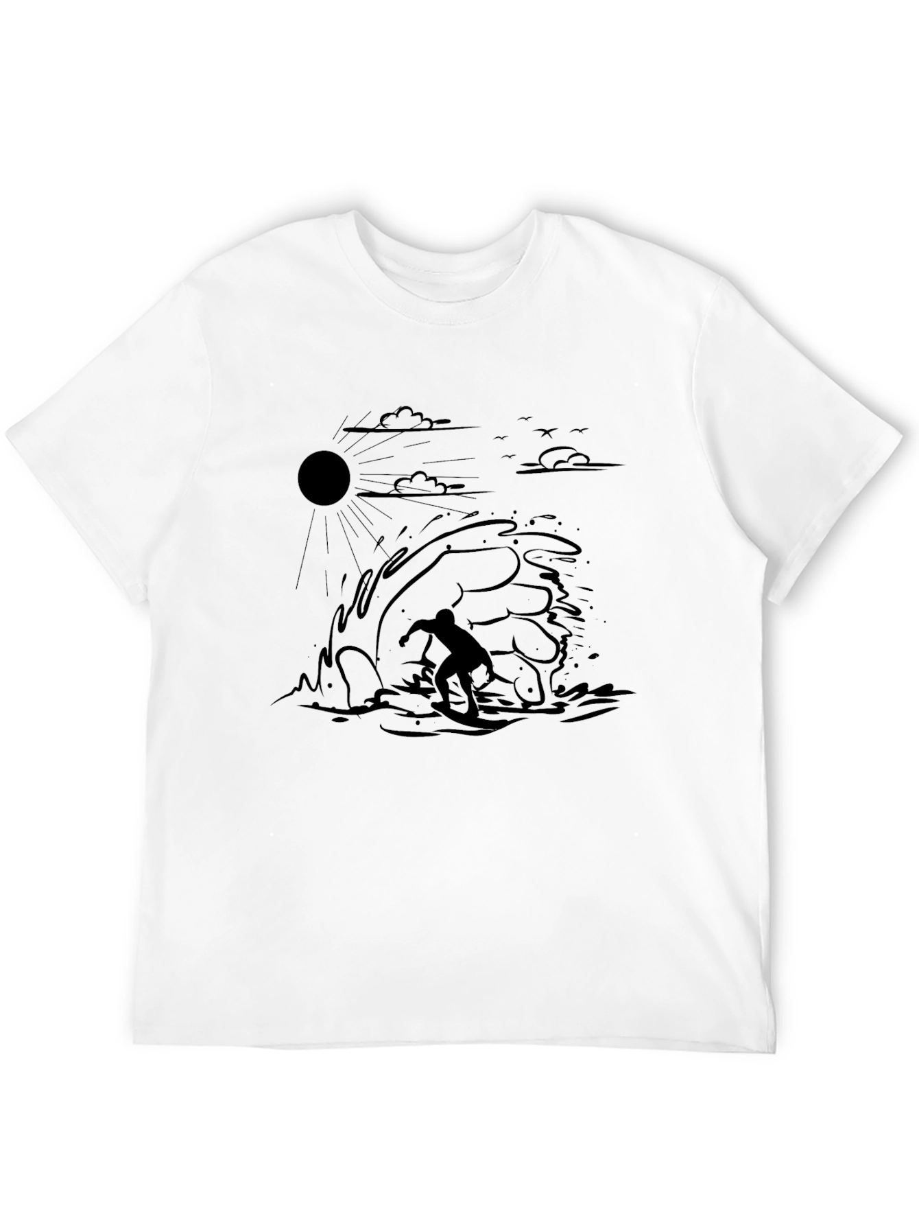 Surfer Wave Graphic Black T-Shirt