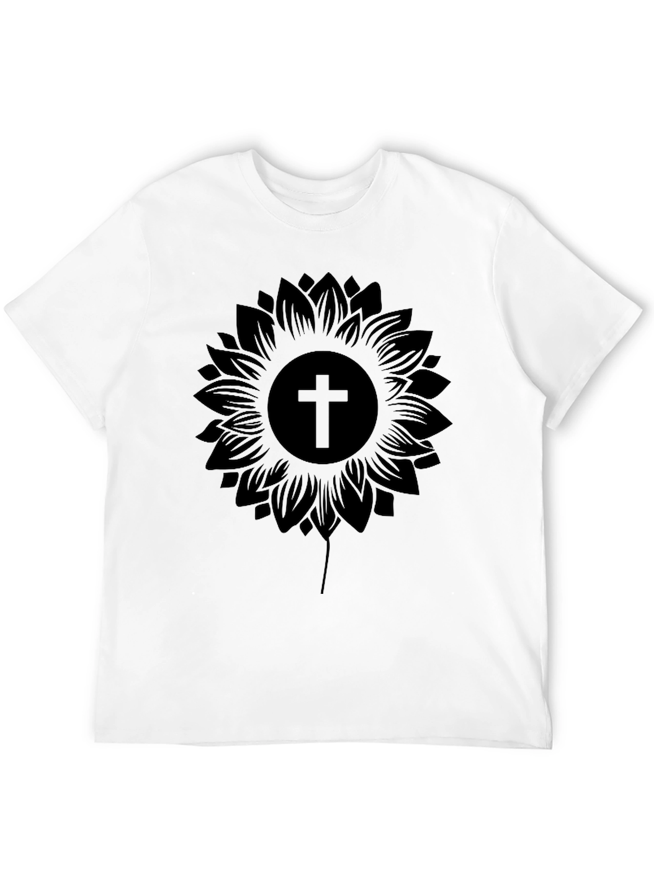 Sunflower Cross Graphic Black T-Shirt