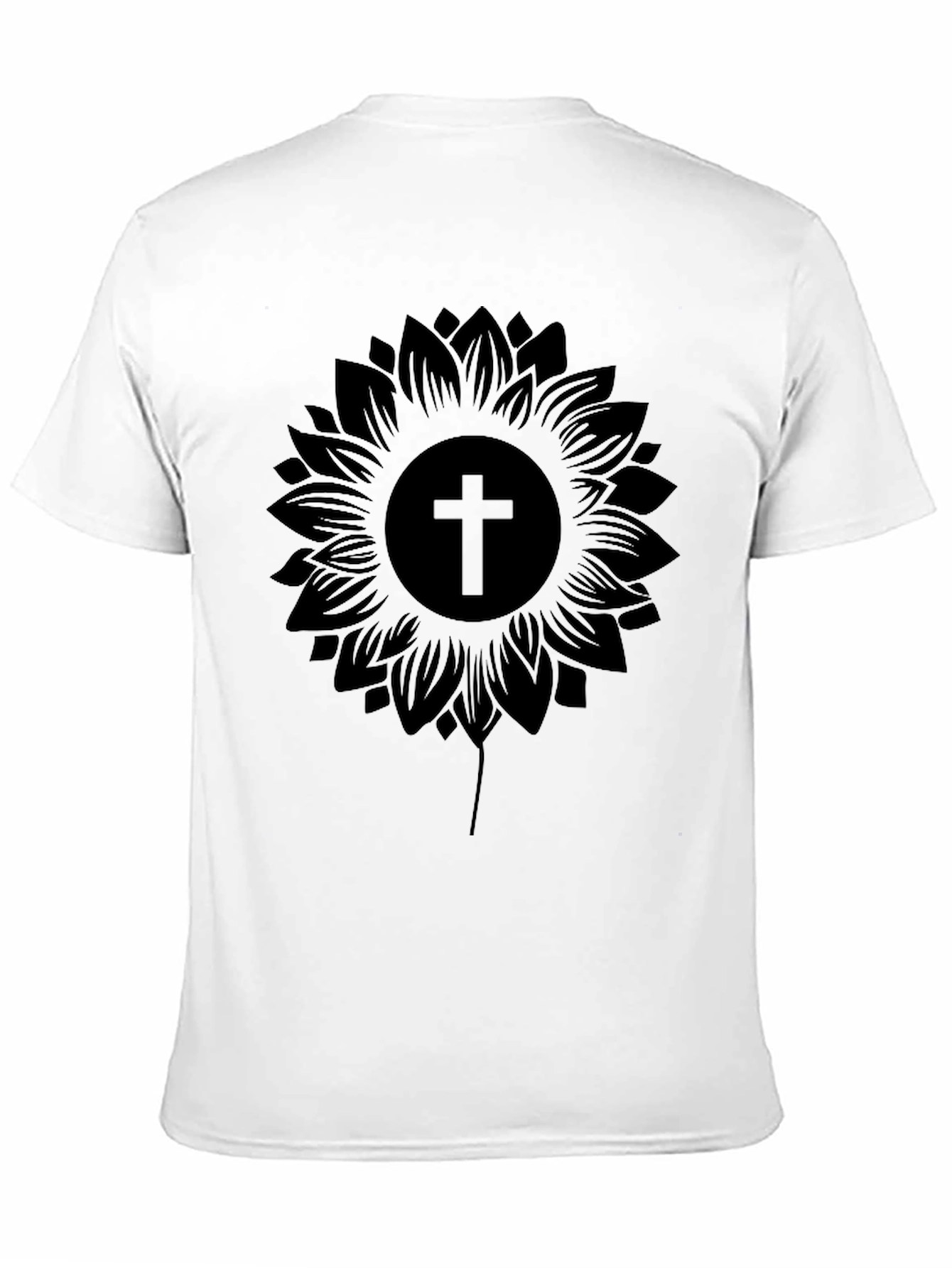 Sunflower Cross Graphic Black T-Shirt